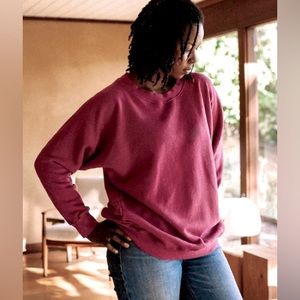 Aliya Wanek Washed Maroon cotton hemp blend Tig Sweatshirt